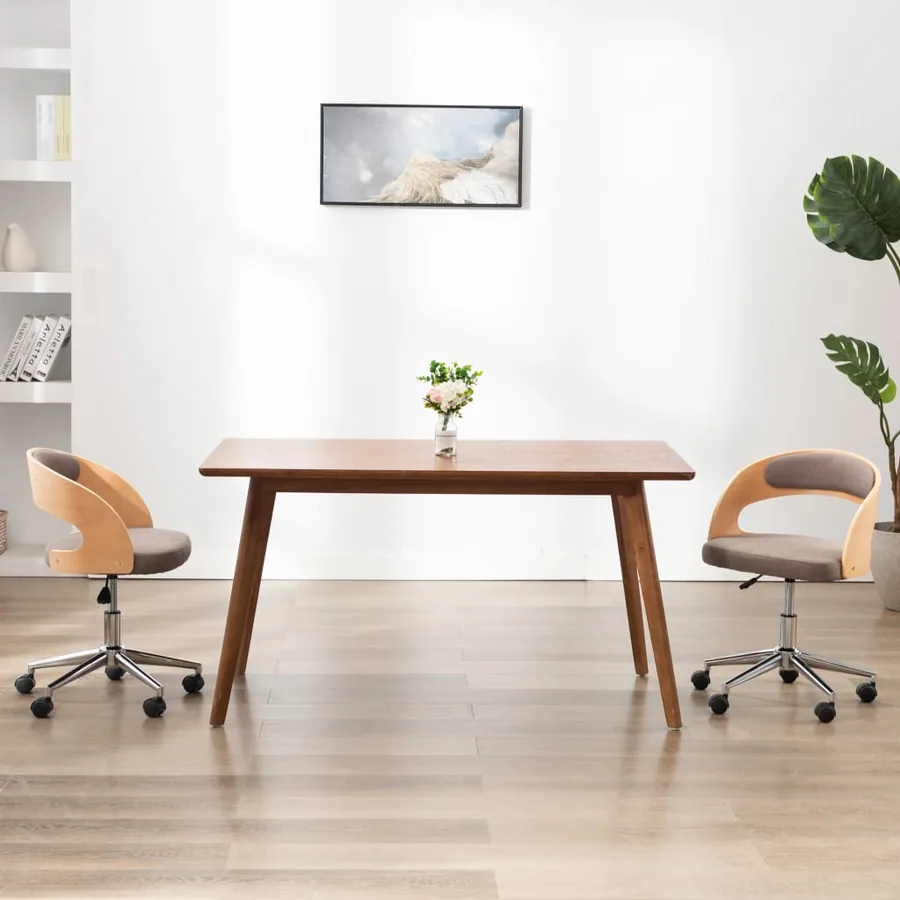 Chaise pivotante à manger Taupe Bois courbé et tissu