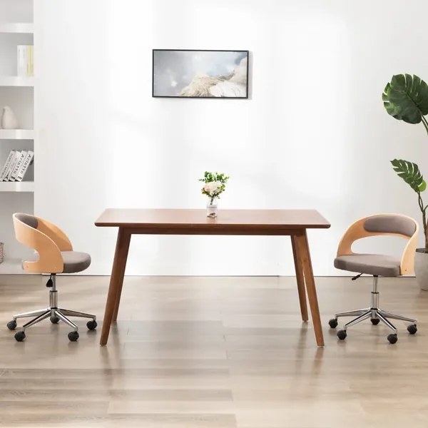 Chaise pivotante à manger Taupe Bois courbé et tissu