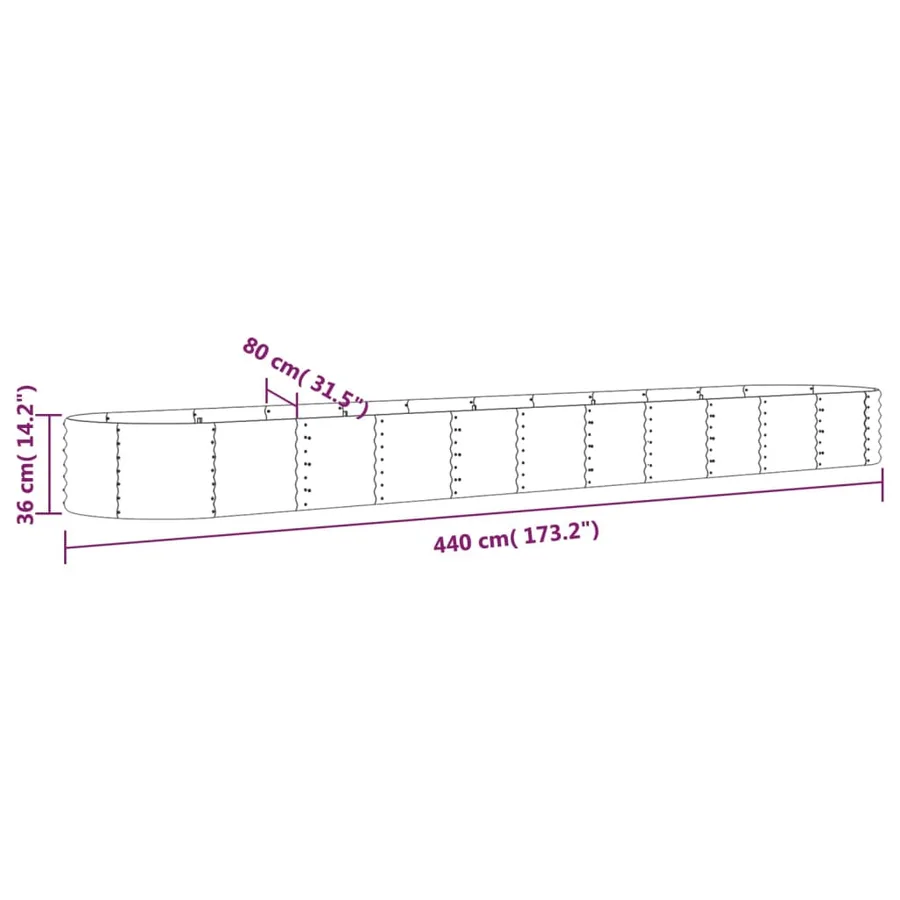 Lit surélevé de jardin Acier galvanisé 440x80x36 cm gris - 6
