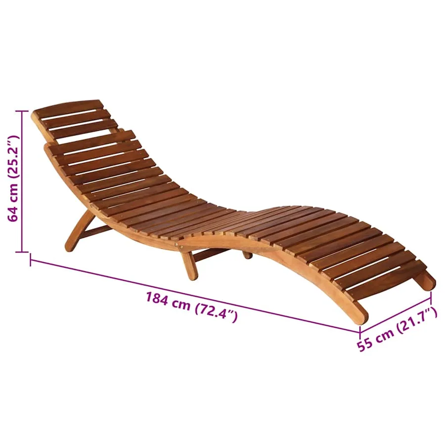 Chaise longue de jardin avec table et coussin Bois d'acacia - 8