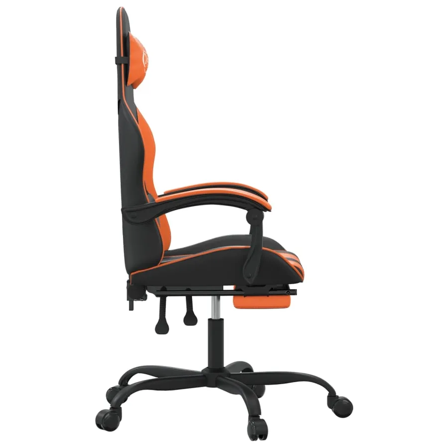 Chaise de jeu avec repose-pied Noir et orange Similicuir - 4