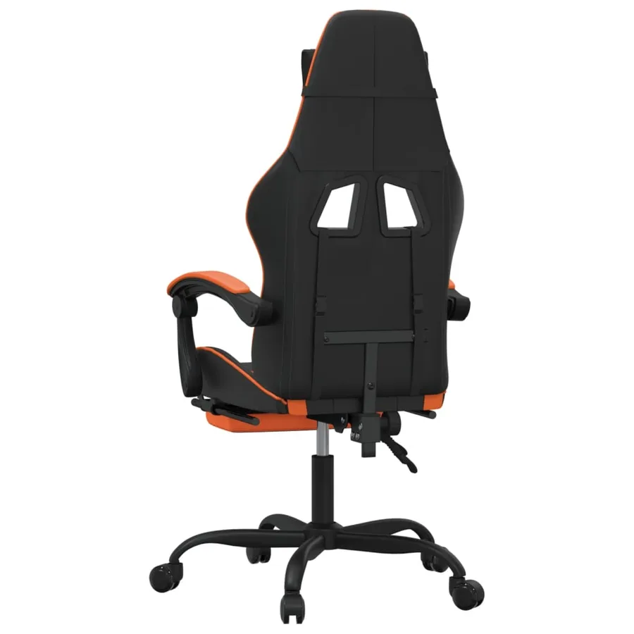 Chaise de jeu avec repose-pied Noir et orange Similicuir - 5