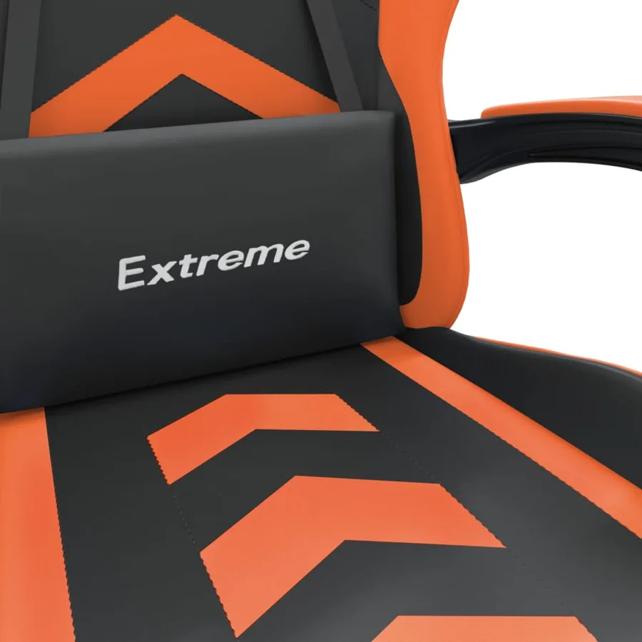 Chaise de jeu avec repose-pied Noir et orange Similicuir - 9