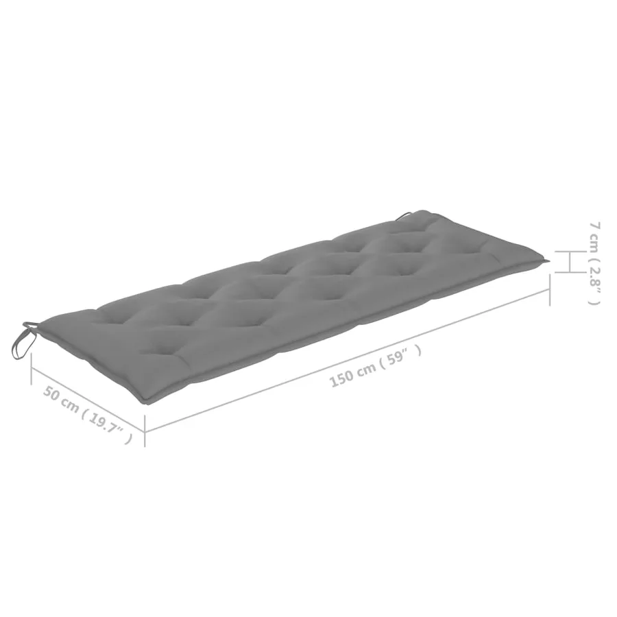 Banc de jardin empilable et coussin 159 cm Bois de teck massif - 12