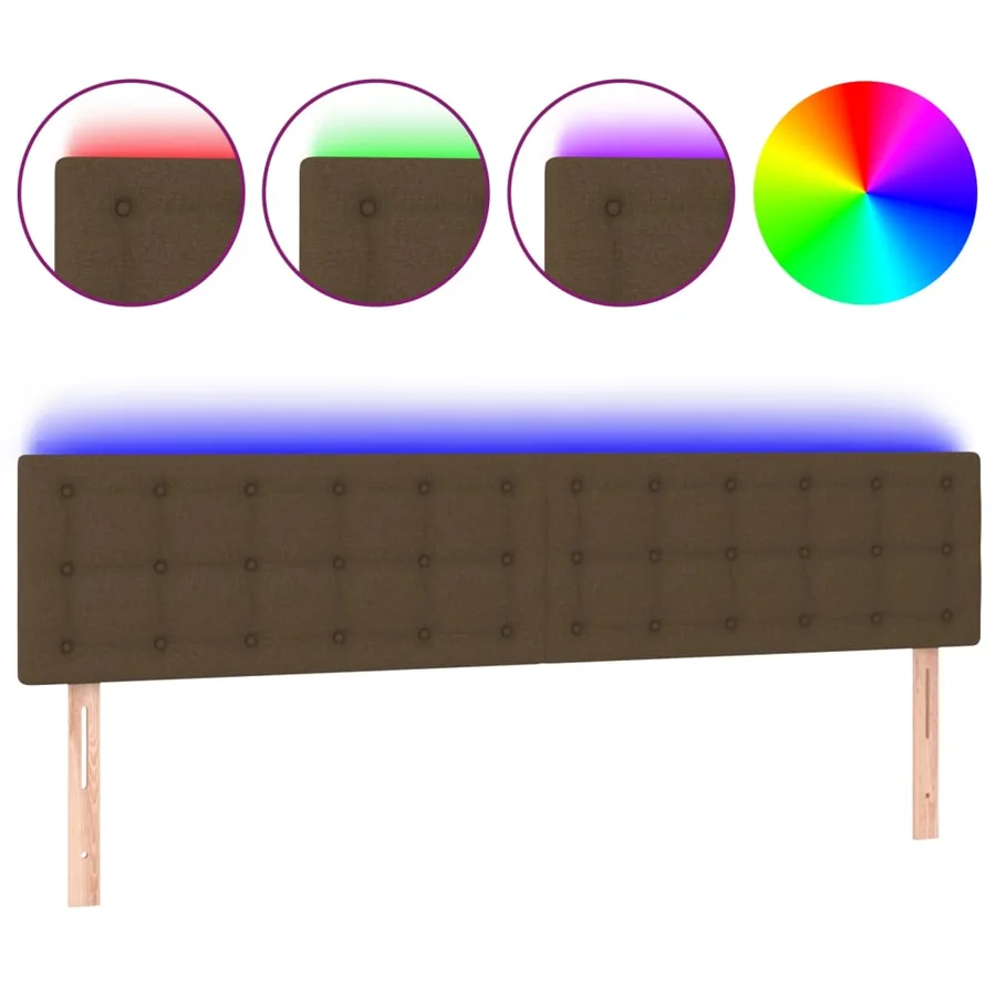 Tête de lit à LED Marron Foncé 180x5x78/88 cm Tissu - 2
