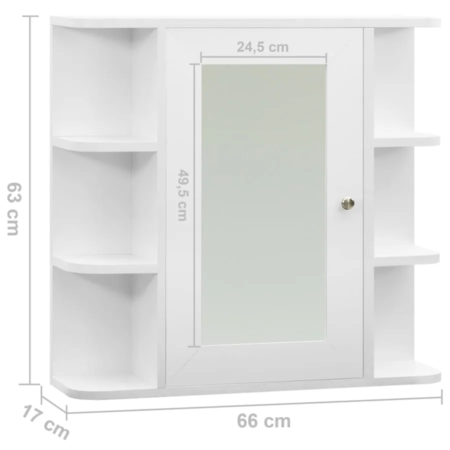 Armoire à miroir de salle de bain Blanc 66x17x63 cm MDF - 9