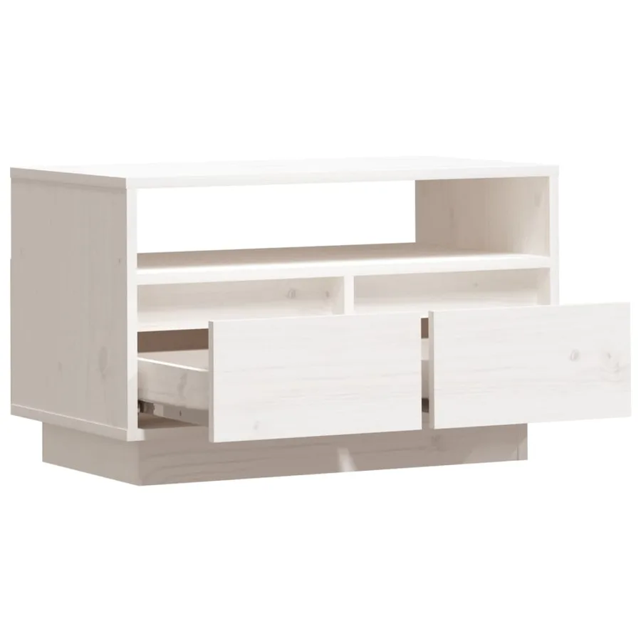 Meuble TV Blanc 60x35x37 cm Bois de pin massif - 7