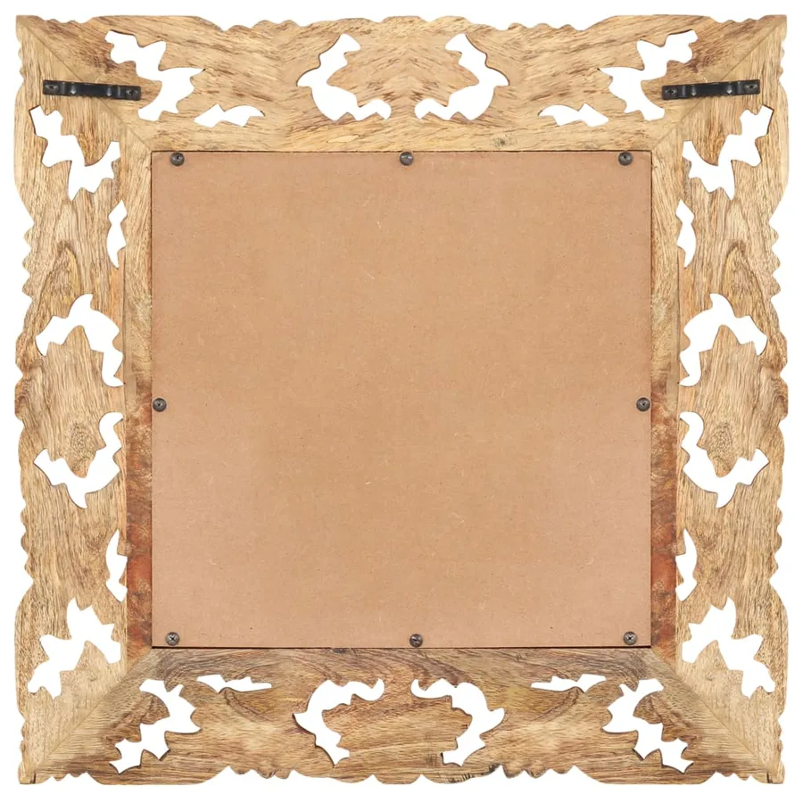 Miroir sculpté à la main Marron 50x50cm Bois de manguier massif - 3
