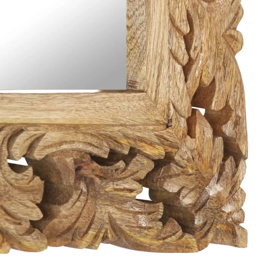 Miroir sculpté à la main Marron 50x50cm Bois de manguier massif - 4