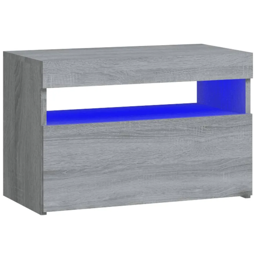 Table de chevet avec lumières LED Sonoma gris 60x35x40 cm - 2