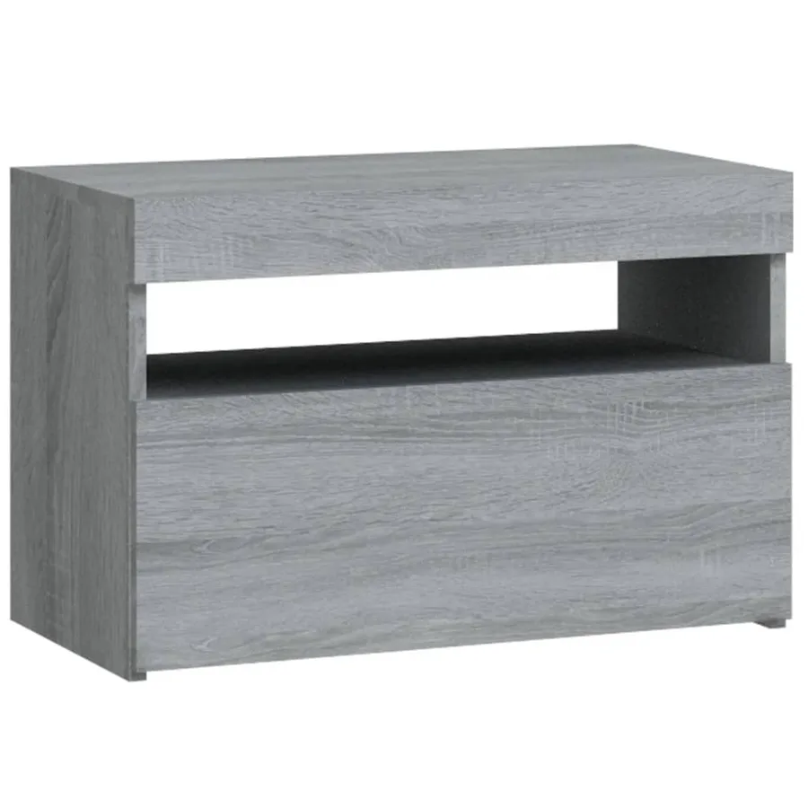 Table de chevet avec lumières LED Sonoma gris 60x35x40 cm - 3