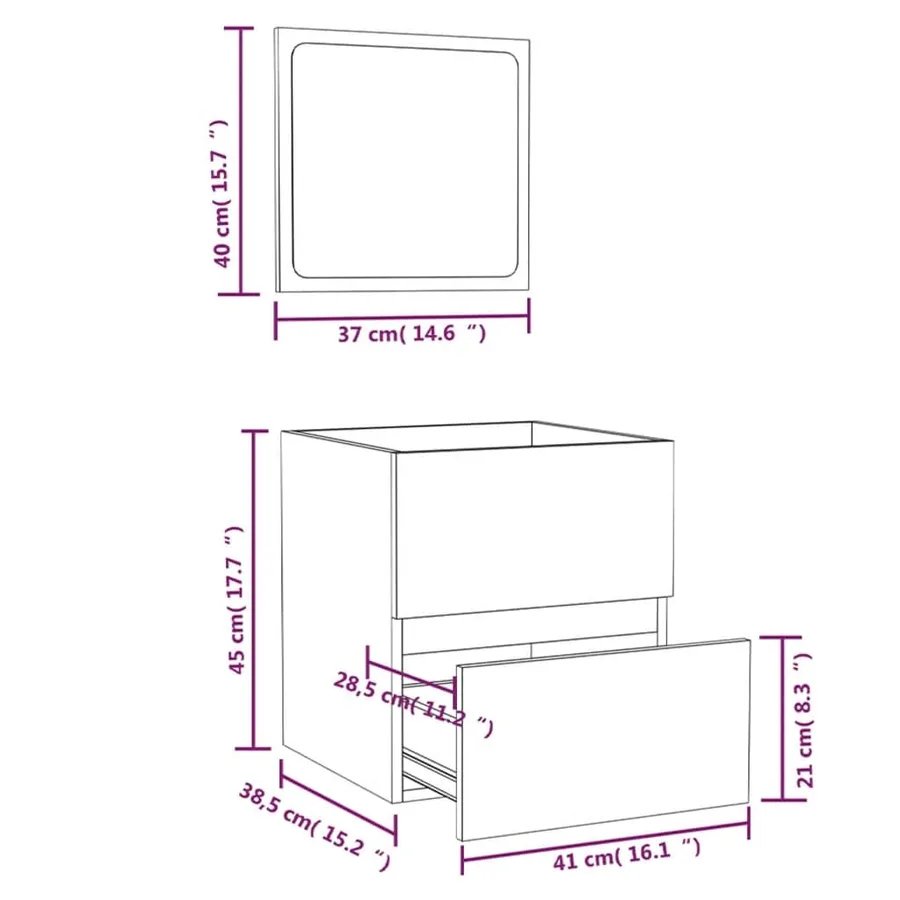 Armoire de bain et miroir Sonoma gris Bois d'ingénierie - 10