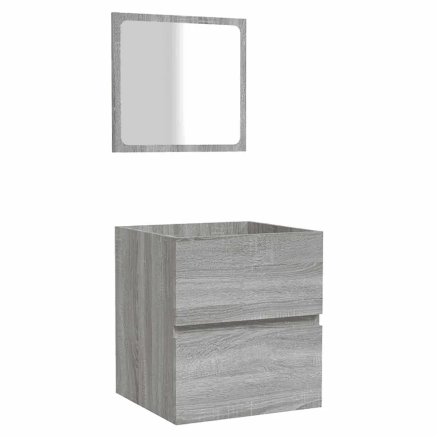 Armoire de bain et miroir Sonoma gris Bois d'ingénierie - 2