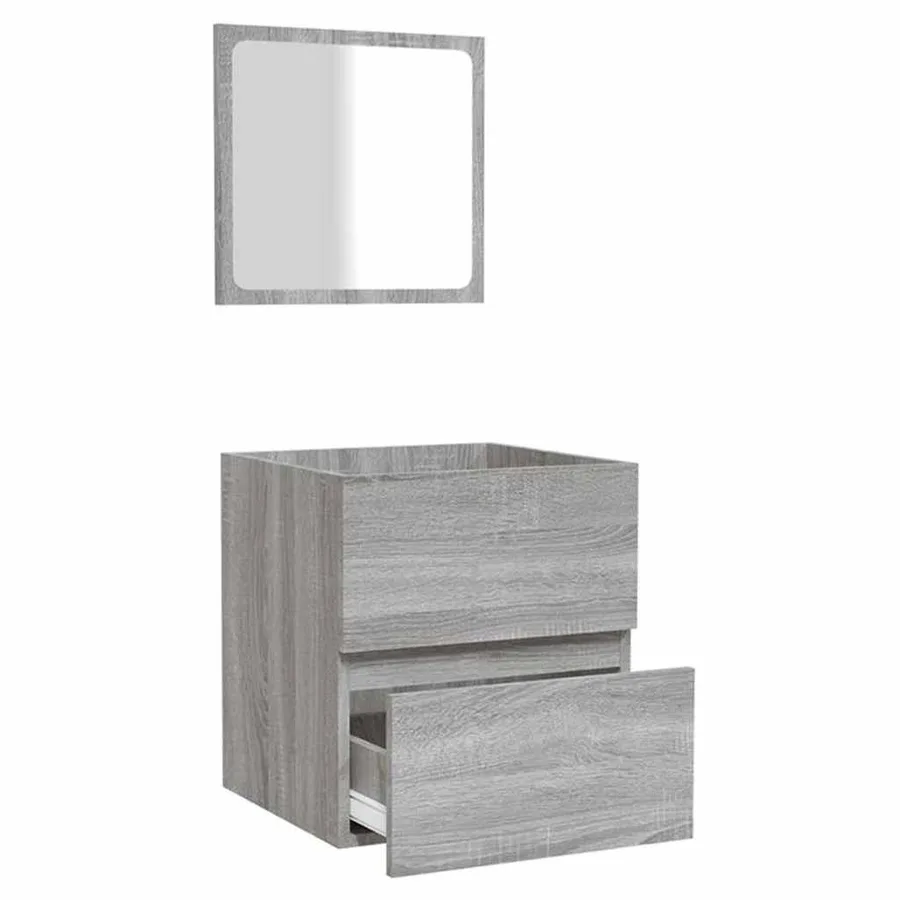 Armoire de bain et miroir Sonoma gris Bois d'ingénierie - 6
