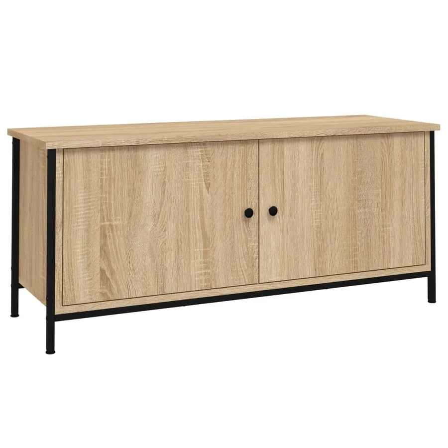 Meuble TV avec portes chêne sonoma 102x35x45 cm bois ingénierie - 2