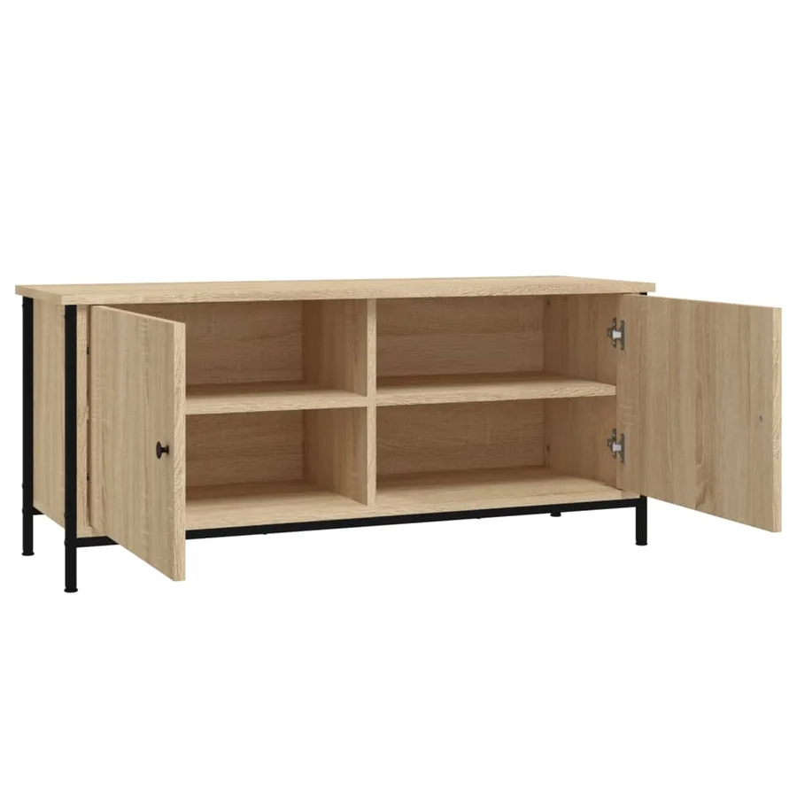 Meuble TV avec portes chêne sonoma 102x35x45 cm bois ingénierie - 6