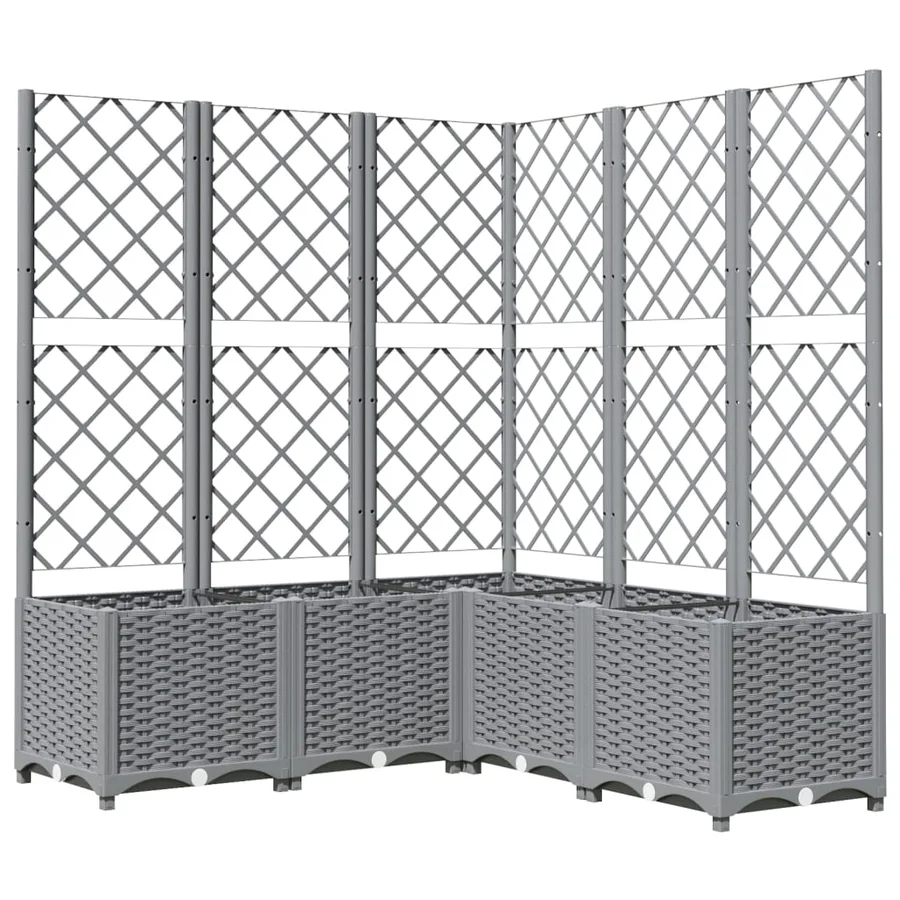Jardinière avec treillis gris clair 120x120x136cm polypropylène - 2