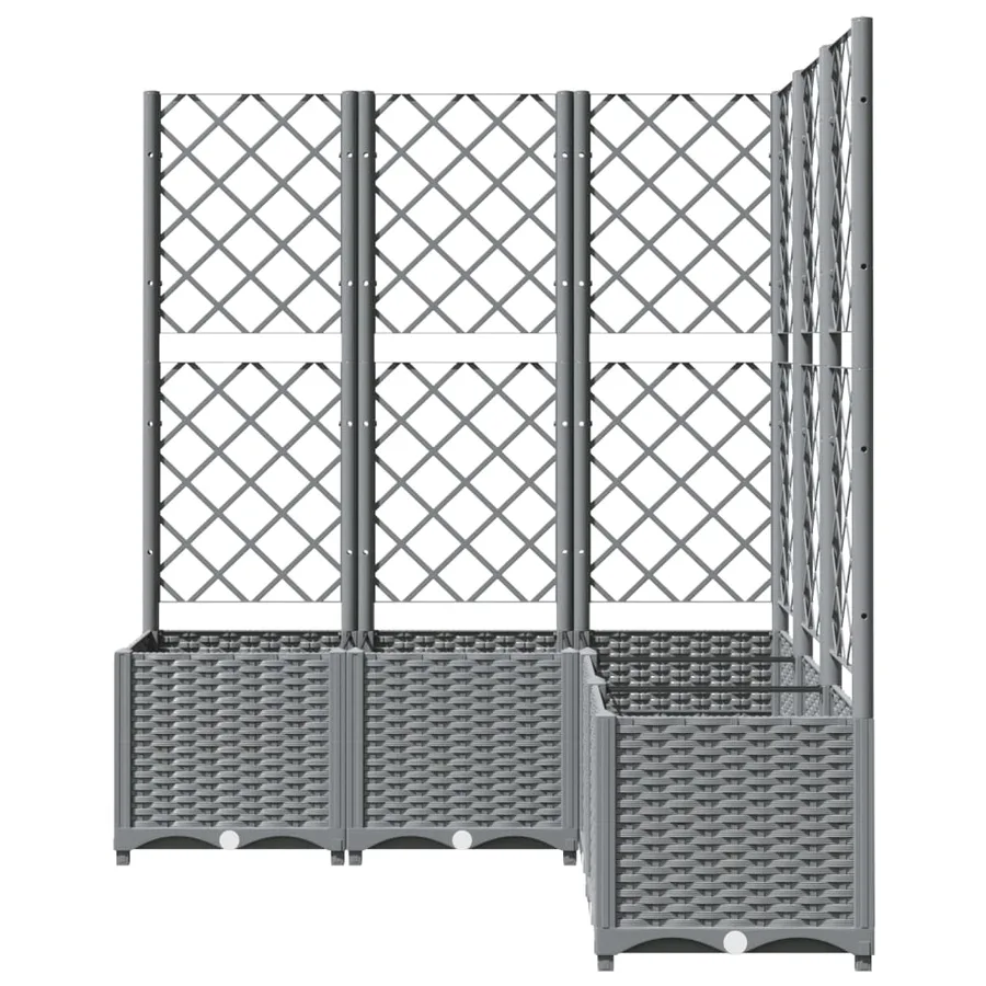 Jardinière avec treillis gris clair 120x120x136cm polypropylène - 3