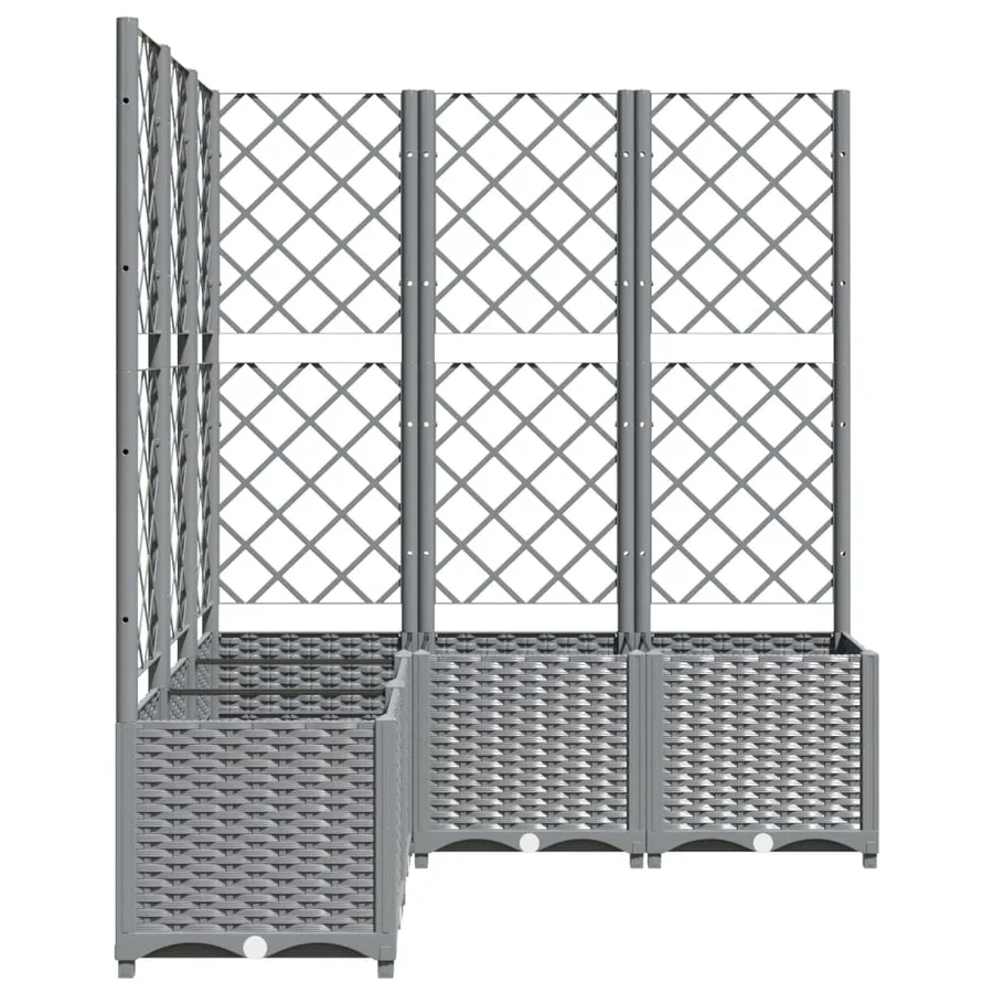 Jardinière avec treillis gris clair 120x120x136cm polypropylène - 5