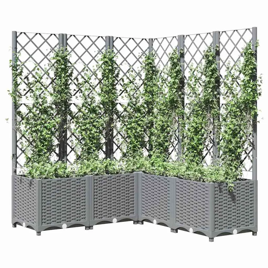 Jardinière avec treillis gris clair 120x120x136cm polypropylène - 7