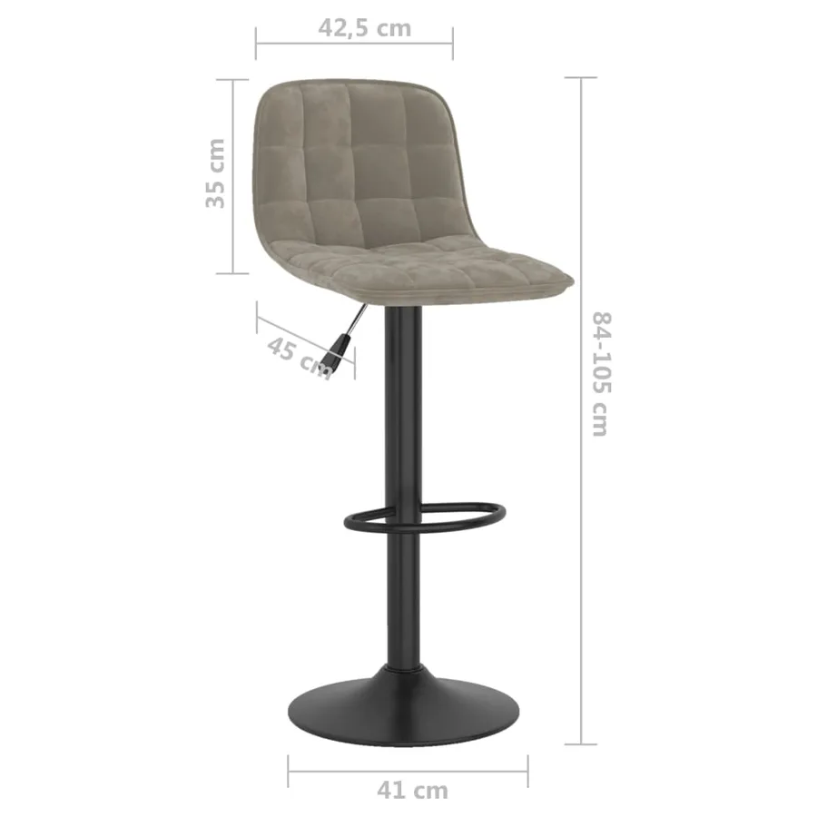 Tabourets de bar lot de 2 gris clair velours - 10