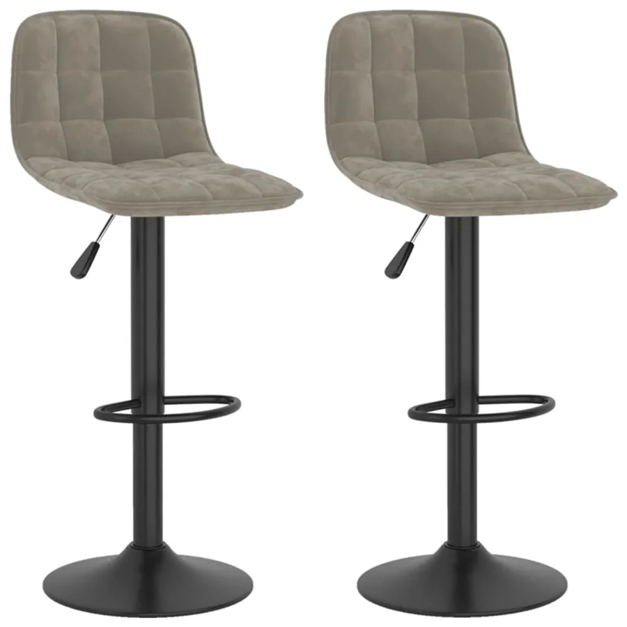 Tabourets de bar lot de 2 gris clair velours - 2