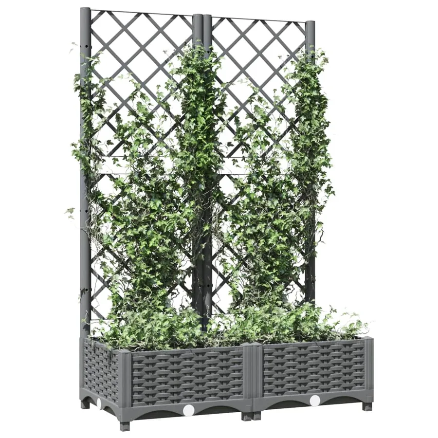Jardinière avec treillis Gris clair 80x40x121,5 cm PP - 7