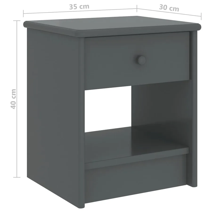 Table de chevet Gris foncé 35x30x40 cm Bois de pin massif - 6