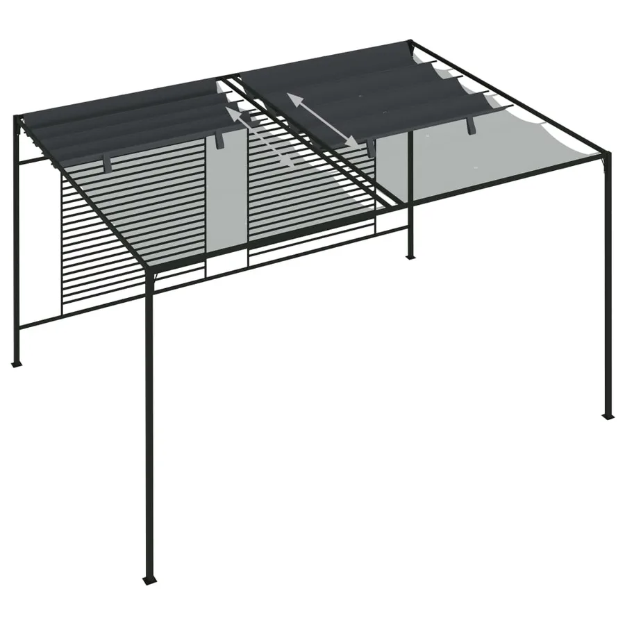 Belvédère avec auvent rétractable 4x3x2,3 m Anthracite 180 g/m² - 6