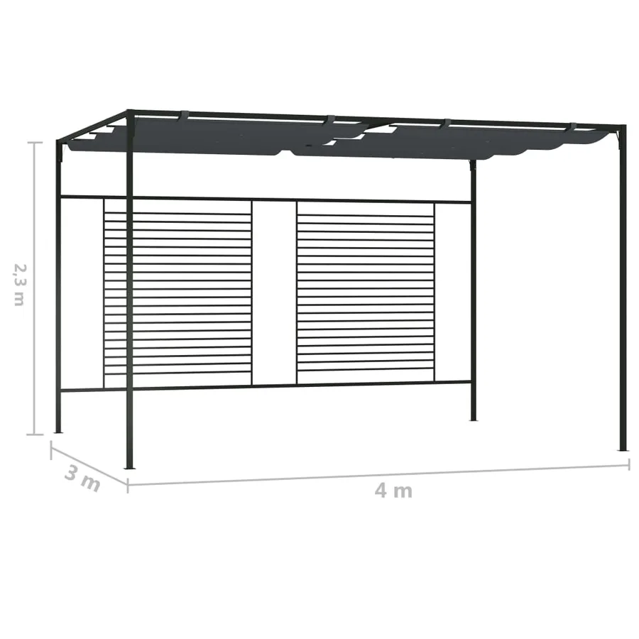 Belvédère avec auvent rétractable 4x3x2,3 m Anthracite 180 g/m² - 7