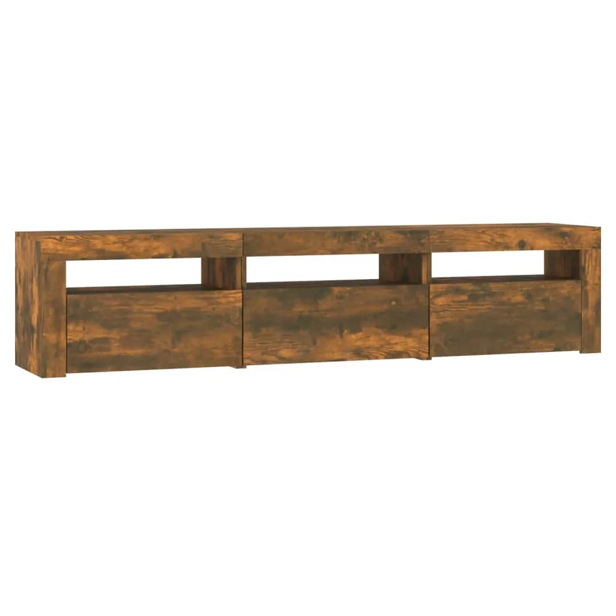 Meuble TV avec lumières LED Chêne fumé 180x35x40 cm - 7