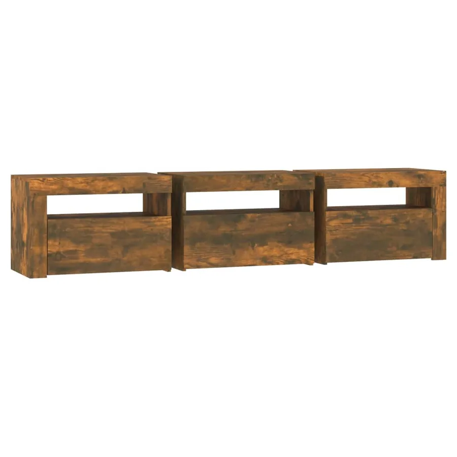 Meuble TV avec lumières LED Chêne fumé 180x35x40 cm - 8