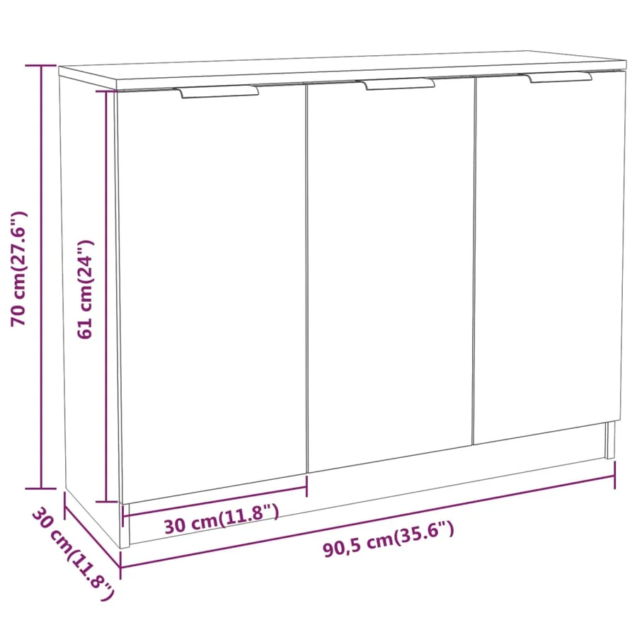 Buffet Gris béton 90,5x30x70 cm Bois d'ingénierie - 9