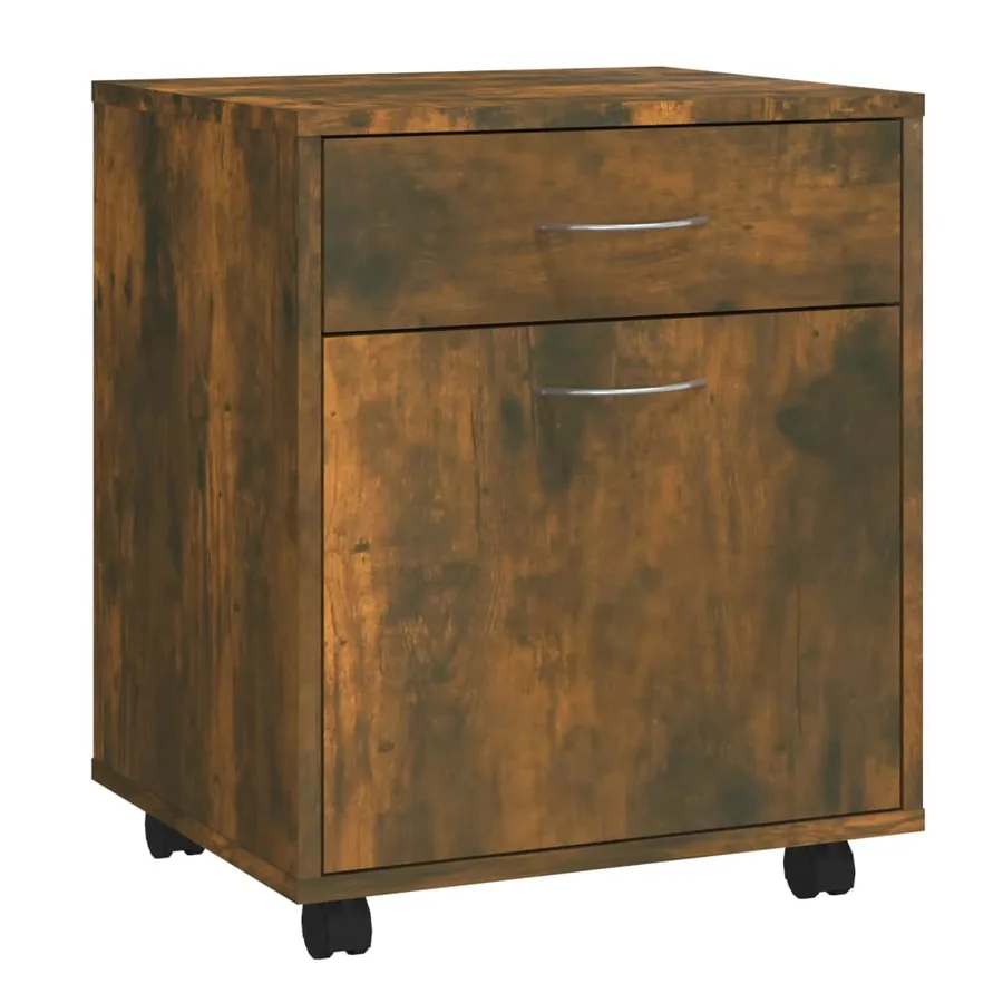 Armoire roulante Chêne fumé 45x38x54 cm Bois d'ingénierie - 2