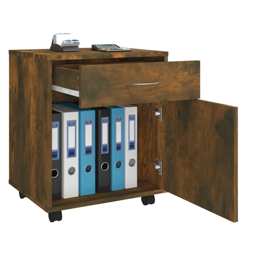 Armoire roulante Chêne fumé 45x38x54 cm Bois d'ingénierie - 4