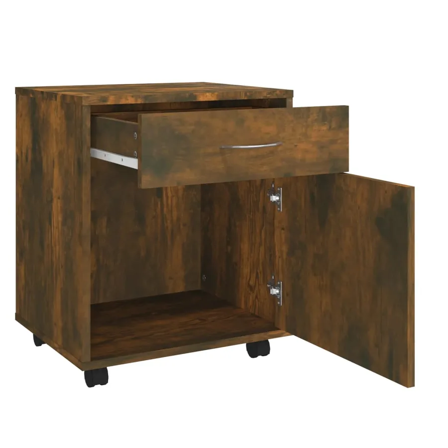 Armoire roulante Chêne fumé 45x38x54 cm Bois d'ingénierie - 6