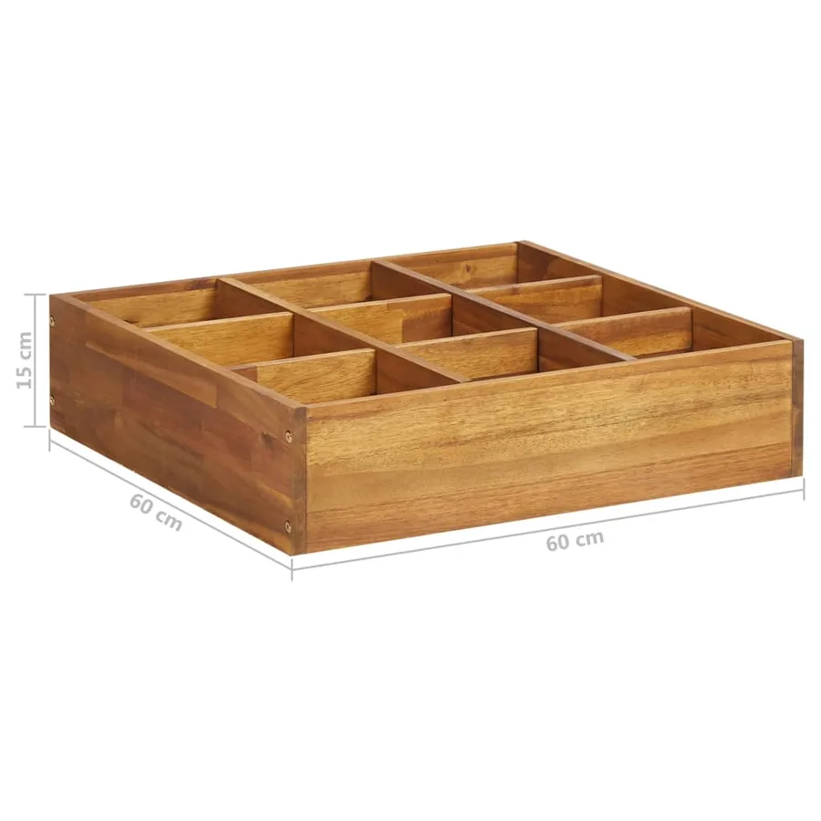 Lit surélevéde jardin à herbes Bois d'acacia massif 60x60x15 cm - 7