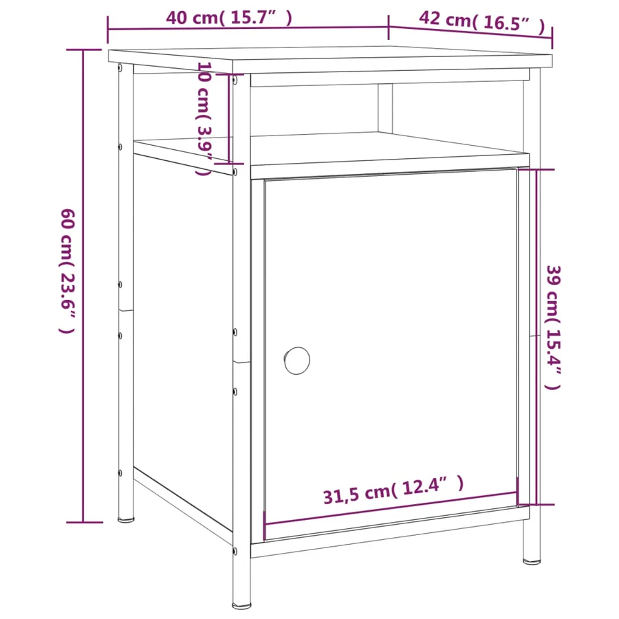 Tables de chevet 2 pcs sonoma gris 40x42x60cm bois d'ingénierie - 13