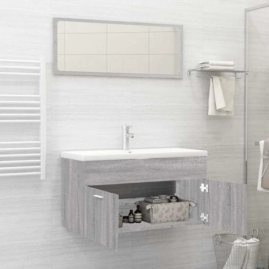 Ensemble de meubles de salle de bain 2 pcs Sonoma gris - 3