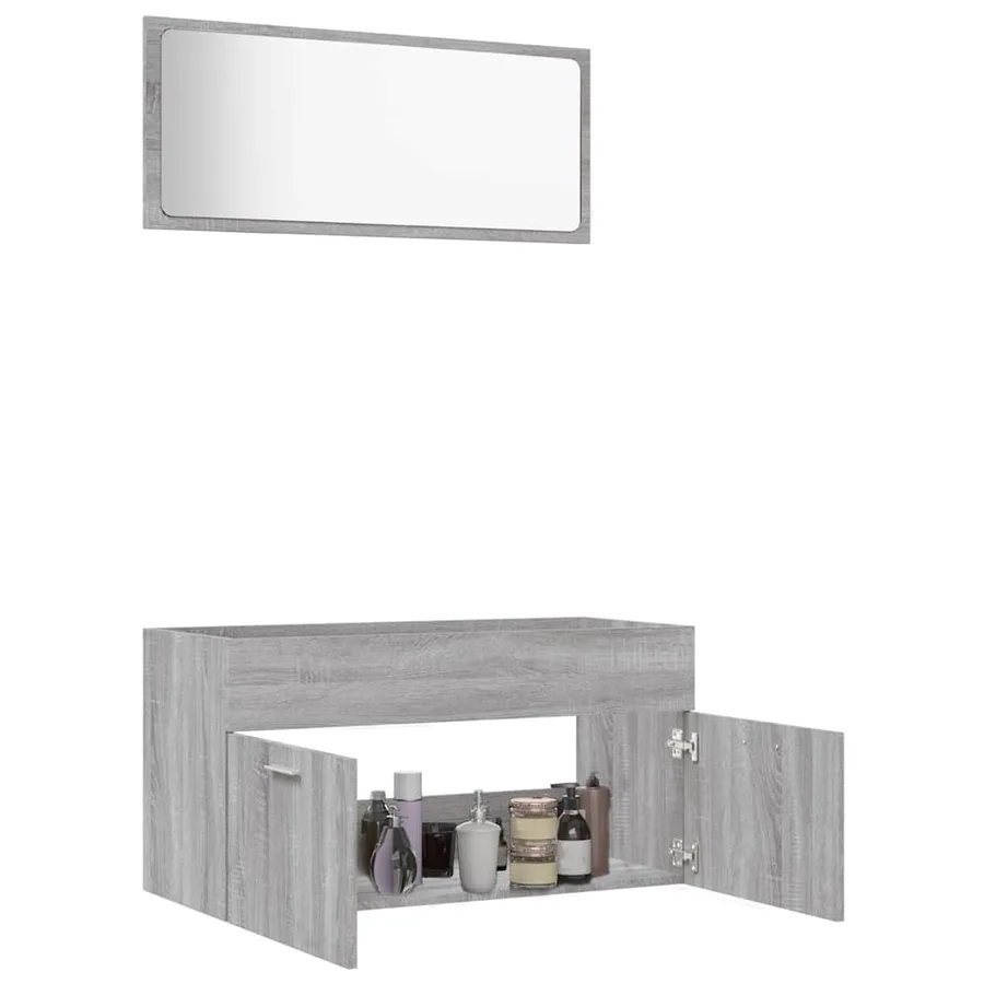 Ensemble de meubles de salle de bain 2 pcs Sonoma gris - 4