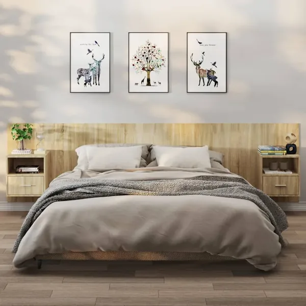 Tables de chevet murales 2 pcs Chêne sonoma