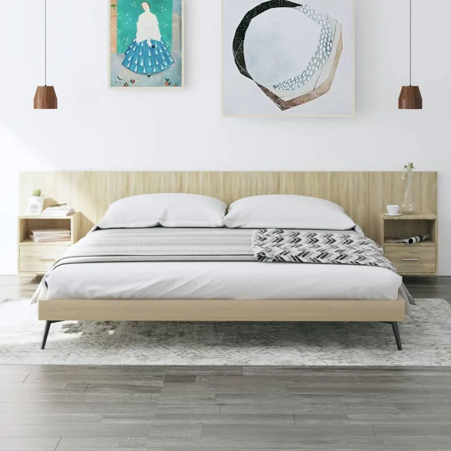 Tête de lit avec armoires Chêne sonoma Bois d'ingénierie