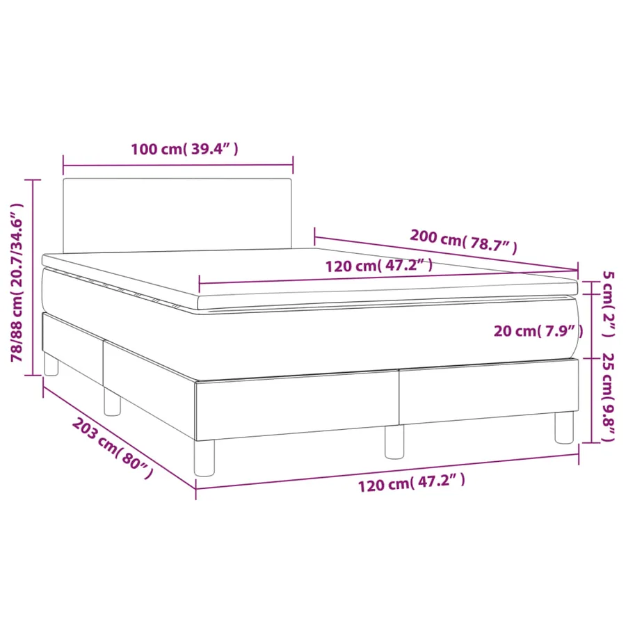 Sommier à lattes de lit avec matelas Gris clair 120x200cm Tissu - 7