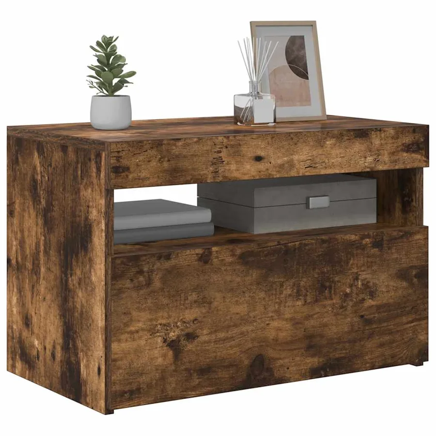 Meuble TV avec lumières LED Chêne fumé 60x35x40 cm - 12