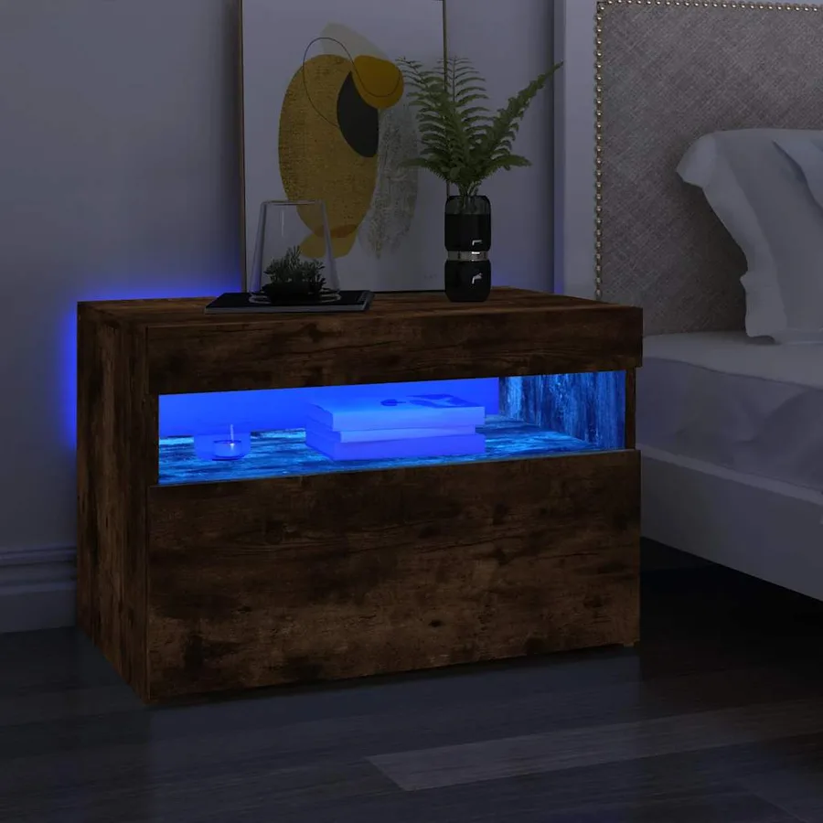 Meuble TV avec lumières LED Chêne fumé 60x35x40 cm - 3