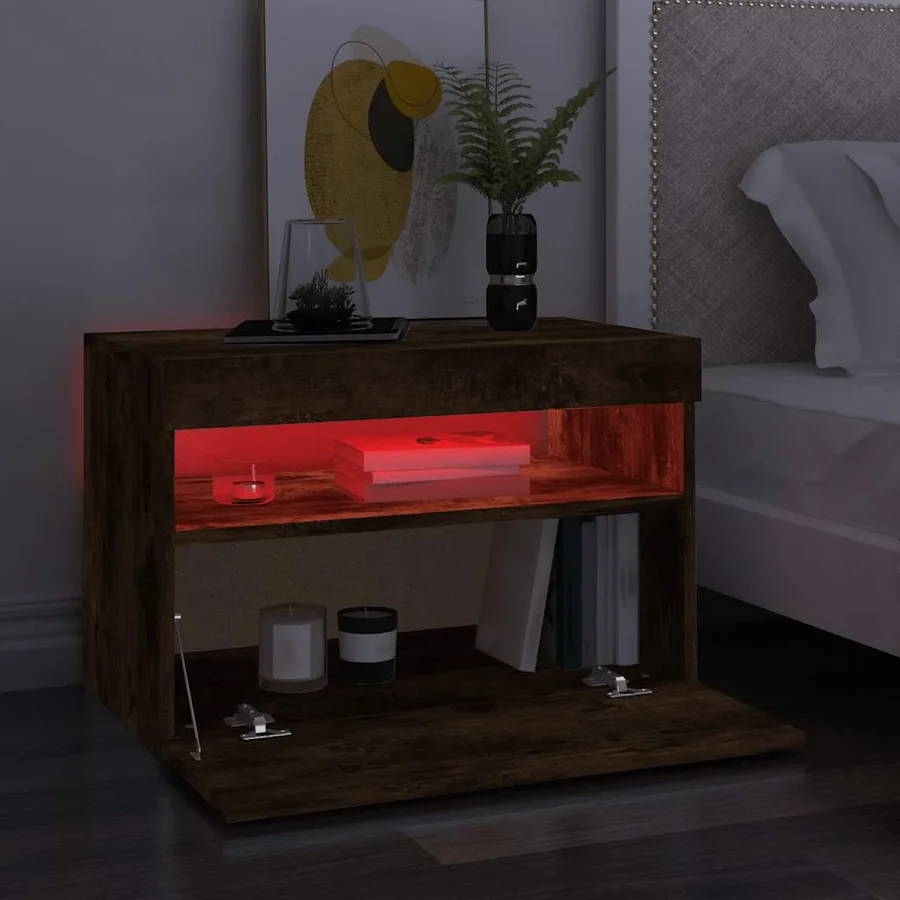 Meuble TV avec lumières LED Chêne fumé 60x35x40 cm - 5