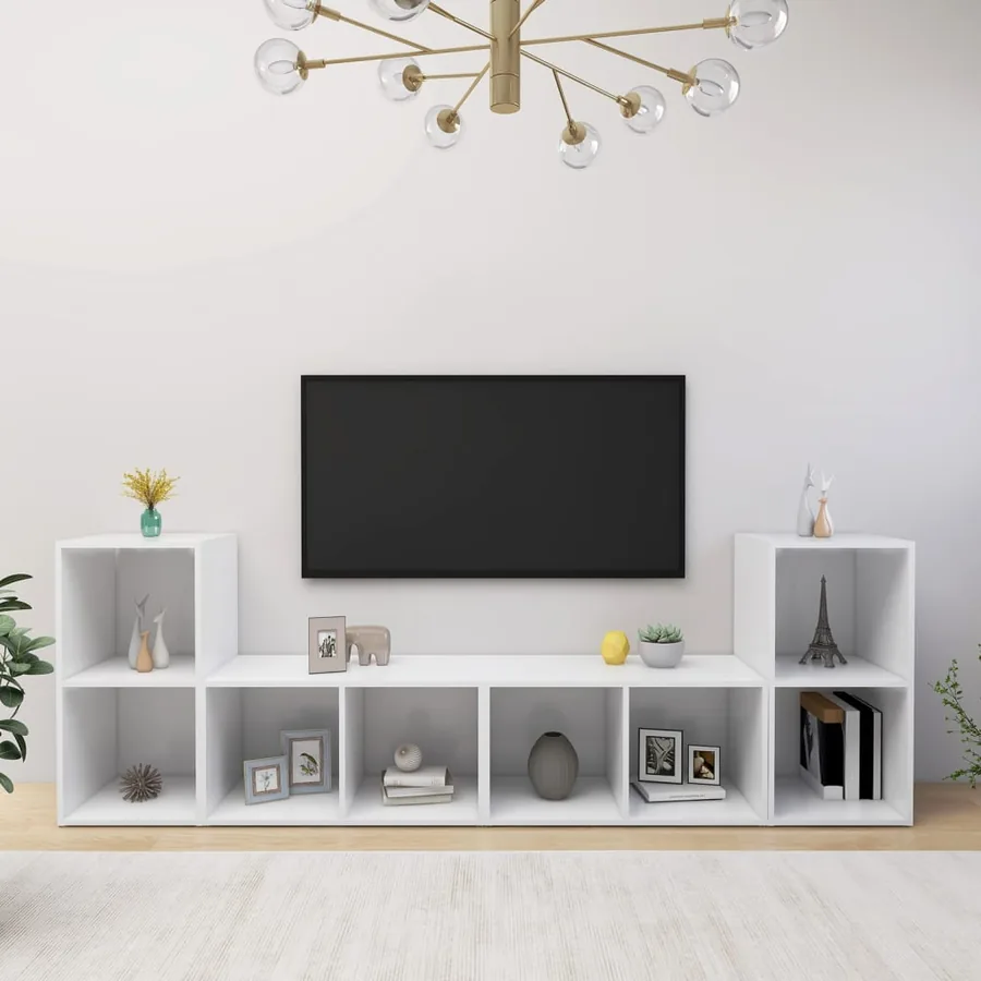 Meubles TV 4 pcs Blanc 72x35x36,5 cm Bois d'ingénierie