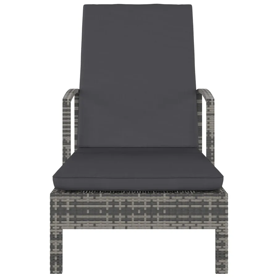 Chaise longue avec accoudoirs Résine tressée Gris - 2