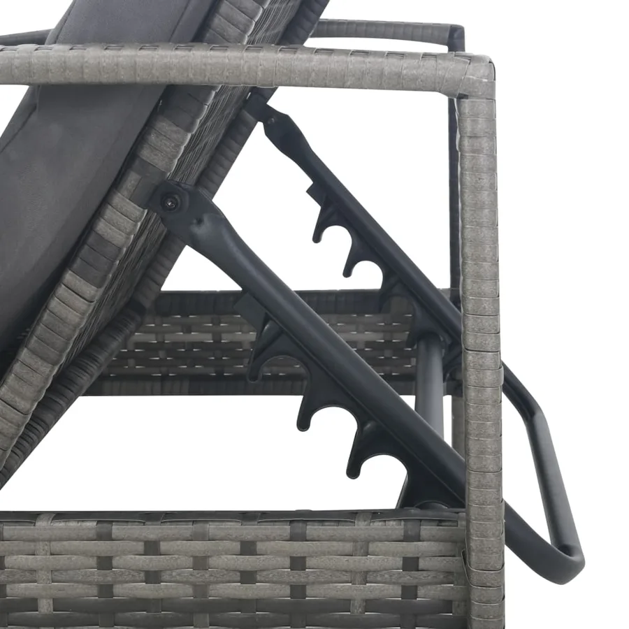 Chaise longue avec accoudoirs Résine tressée Gris - 6