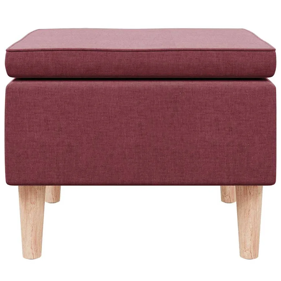 Tabouret avec pieds en bois Rouge bordeaux Tissu - 3